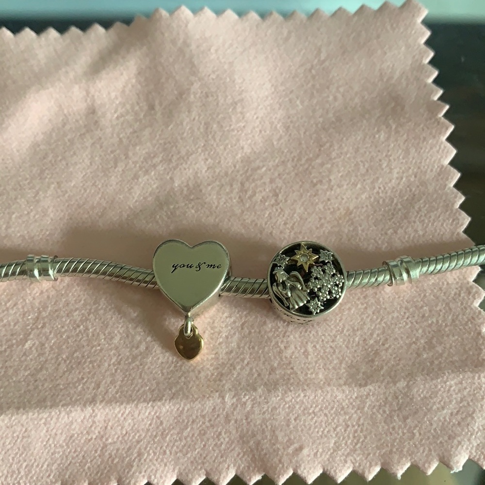 Pandora set (2) Two-Tone charms Gold